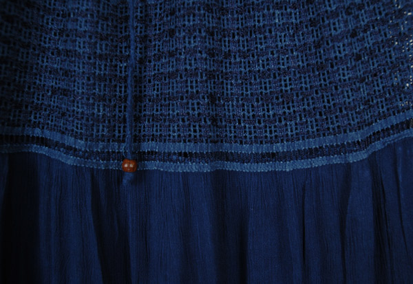 Denim Blue Rayon Long Skirt with Lace Tiers