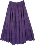 Tiered Passion Purple Cotton Frills Long Skirt