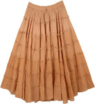 Tiered Harvest Brown Ombre Frills Peasant Skirt