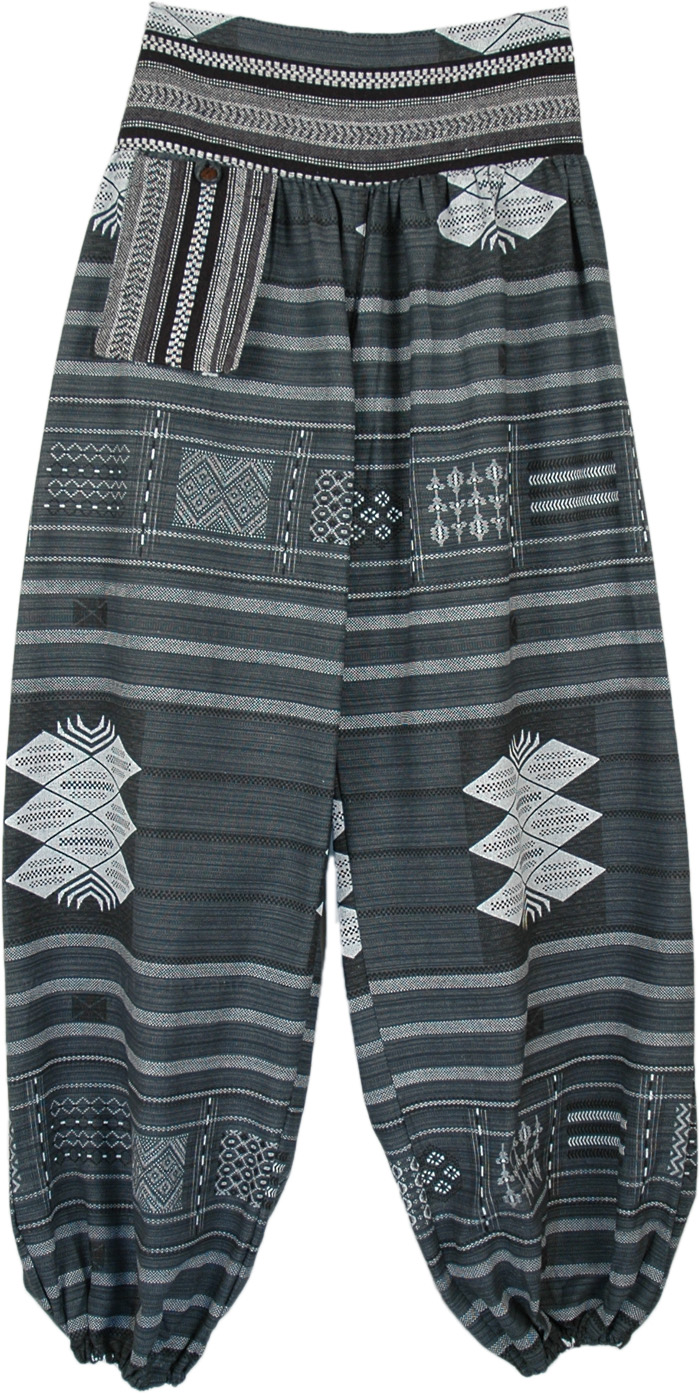 Womens Tribal Harem Pants with Embroidered Waistband | Black | Split ...