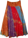 Tie Dye Maxi Skirt in Vertical Patchwork