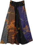 Earthen Tie Dye Patchwork Flowing Long Skirt