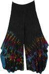 Black Rainbow Tie Dye Side Cut Palazzo Pants for Women