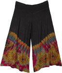 Half Tie Dye Boho Mid Calf Wide Leg Capri