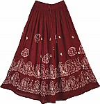 Maroon Long Skirt with Mirrors