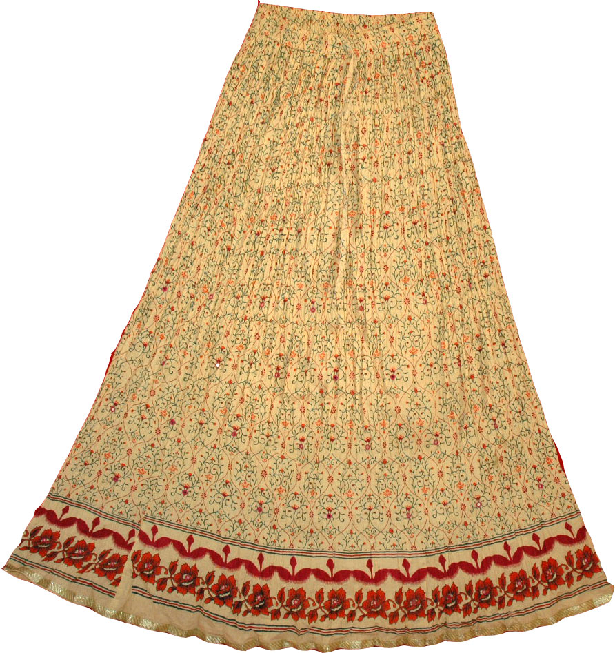 Light Brown Crinkle Summer Long Skirt