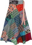Mixed Patchwork Wrap Around Long Skirt [6895]