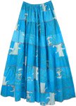 Blue Lagoon Printed Tiered Petticoat Cotton Long Skirt