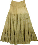 Henna Ombre Tinsel Cotton Mid Length Skirt