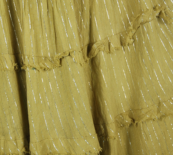 True Olive Ombre Tinsel Cotton Tiered Skirt