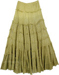 True Olive Ombre Tinsel Cotton Tiered Skirt