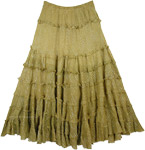 Dusky Olive Ombre Tinsel Tiered Cotton Skirt