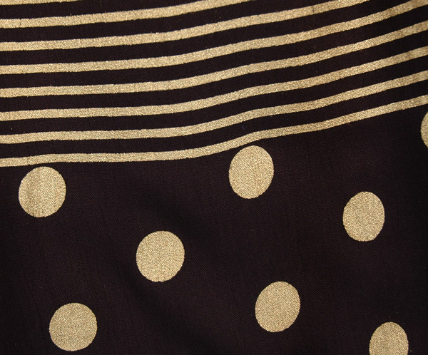 Jet Black and Gold Painted Rayon Long Skirt