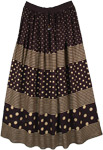 Jet Black and Gold Painted Rayon Long Skirt