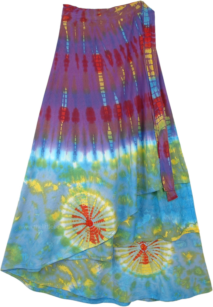 Ocean Blues Hippie Tie Dye Wrap Around Skirt