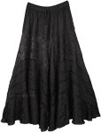 Black Renaissance Skirt with Embroidery [6966]
