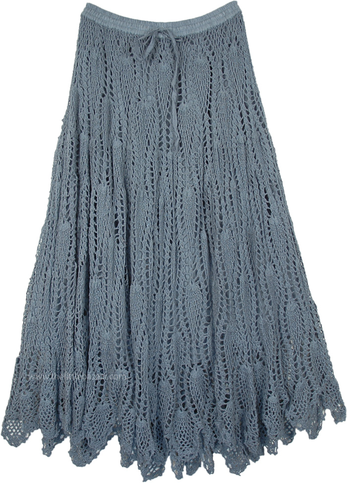 Anchor Gray All Crochet Cotton Long Skirt