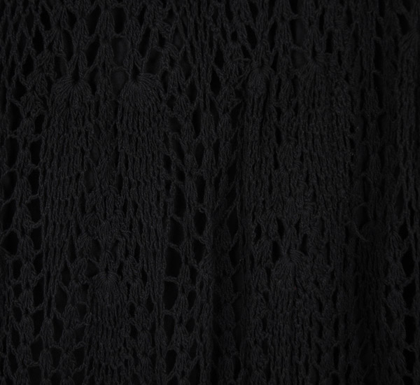Deep Black All Crochet Pattern Cotton Long Skirt