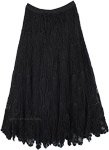 Black Horizon Crochet Long Skirt [7102]