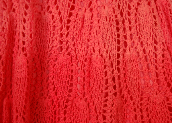 Ombre Velvet Red Crochet Long Cotton Skirt