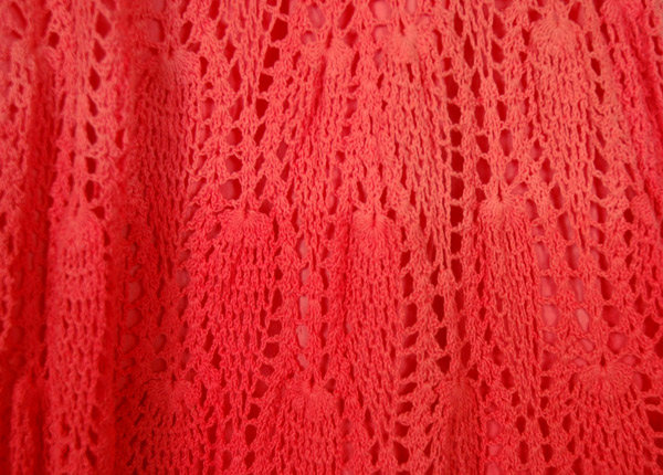 Ombre Velvet Red Crochet Long Cotton Skirt