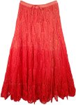 Hippie Red Crochet Long Cotton Summer Skirt  [7104]