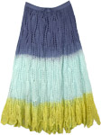 Beach Long Crochet Skirt in Shades of Blue and Yellow [7110]