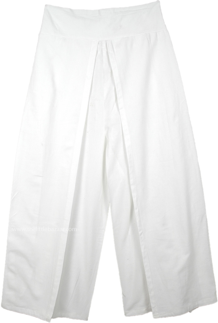 White Knight High Slit Flowy Palazzo Pants