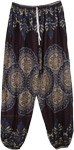 XL Dark Mandala Elastic Bottom Hippie Harem Pants