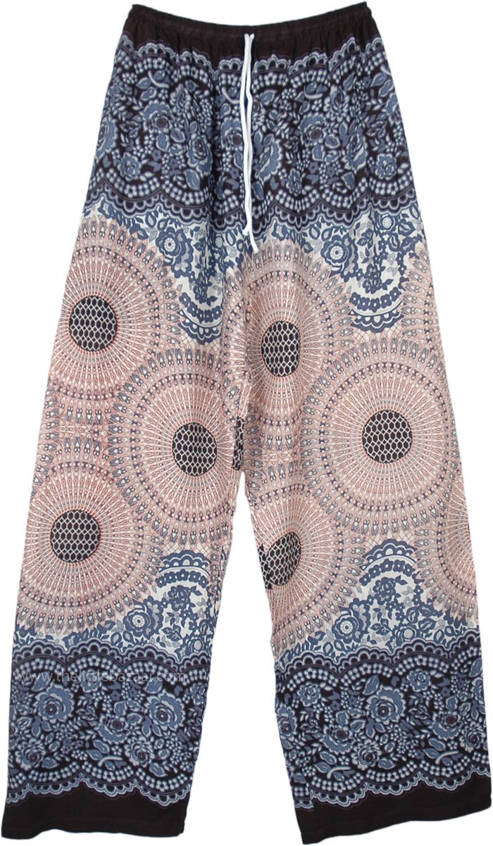 Free Spirit Mandala Printed Wide Leg Boho Pants, Brown