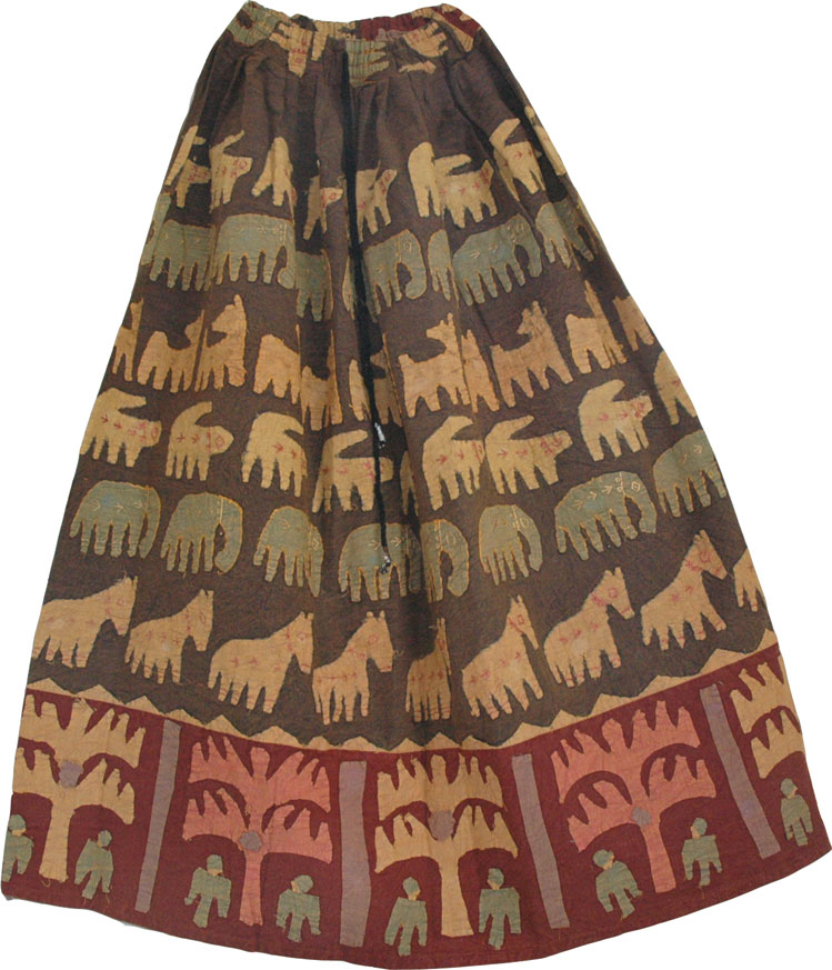 Tobacco Brown Bohemian Long Skirt