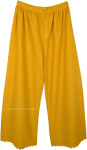 Turmeric Spice Wide Leg Cotton Pants with Embroidery