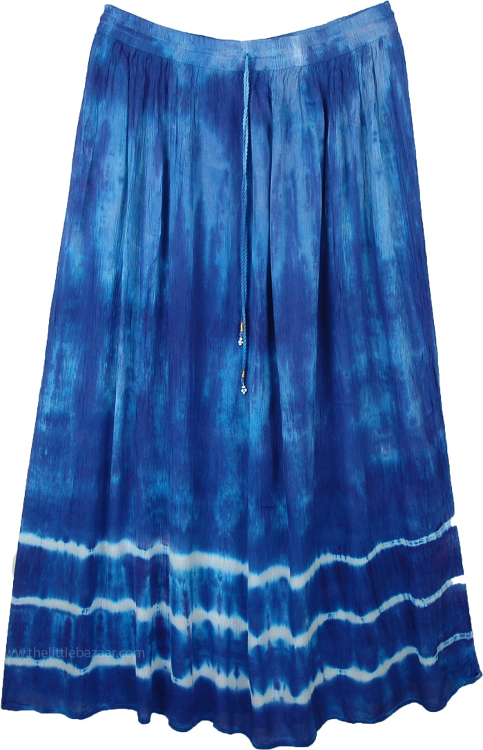Fiord Marble Tie Dye Blue Long Skirt