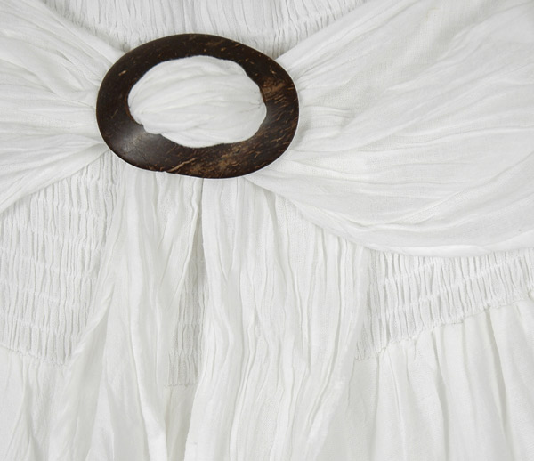 White Boho Smart Skirt Dress with Smocked Waist