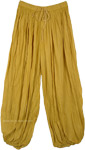 Crinkled Cotton Mustard Summer Harem Pants