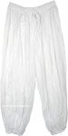 Crinkled Cotton White Harem Pants For Summer