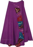 Vivid Violet Wrap Around Skirt with Applique Work [7159]