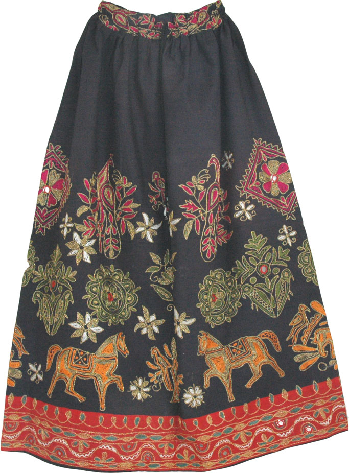 Hand Embroidered Womens Long Skirt