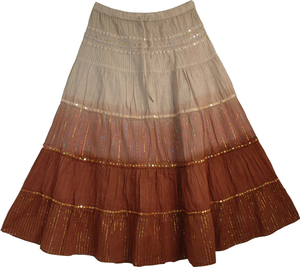 Brown Shaded Sequin Long Skirt | Sequin-Skirts