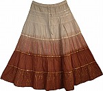 Brown Shaded Sequin Long Skirt