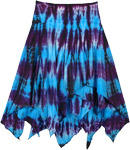 Asymmetrical Blue and Purple Tie Dye Bohemian Cotton Skirt