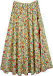 Island Floral Circular Pure Cotton Summer Skirt from India [7203]