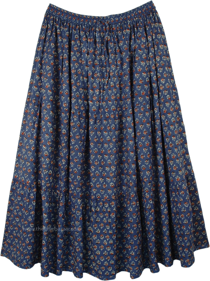 Plus Size Printed Floral Pull On Cotton Skirt, East Bay Plus Size Summer Printed Cotton Skirt