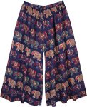 XXL Navy Cotton Palazzo Pants with Elephant Print