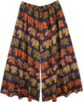 Plus Ethnic Boho Royal Blue Flared Pants in with Side Pocket [7220]