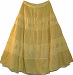 Embroidered Light Yellow Long Skirt