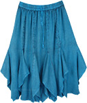 Stonewashed Teal Skirt with Embroidery [7262]