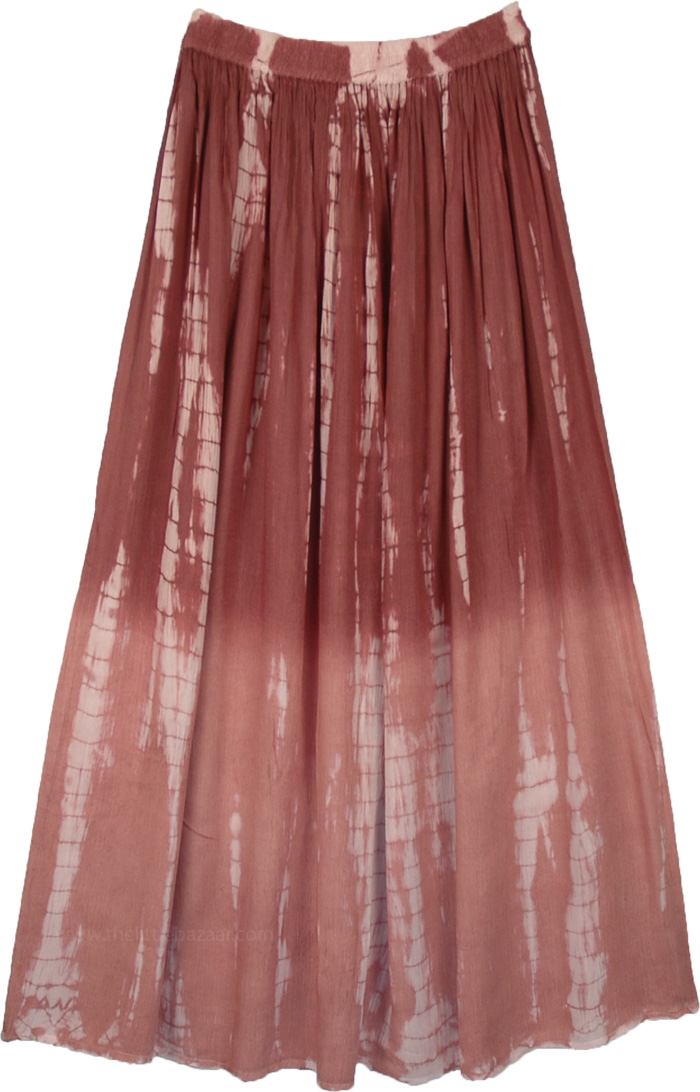 Brown Ombre Tie Dye Flowy Long Skirt