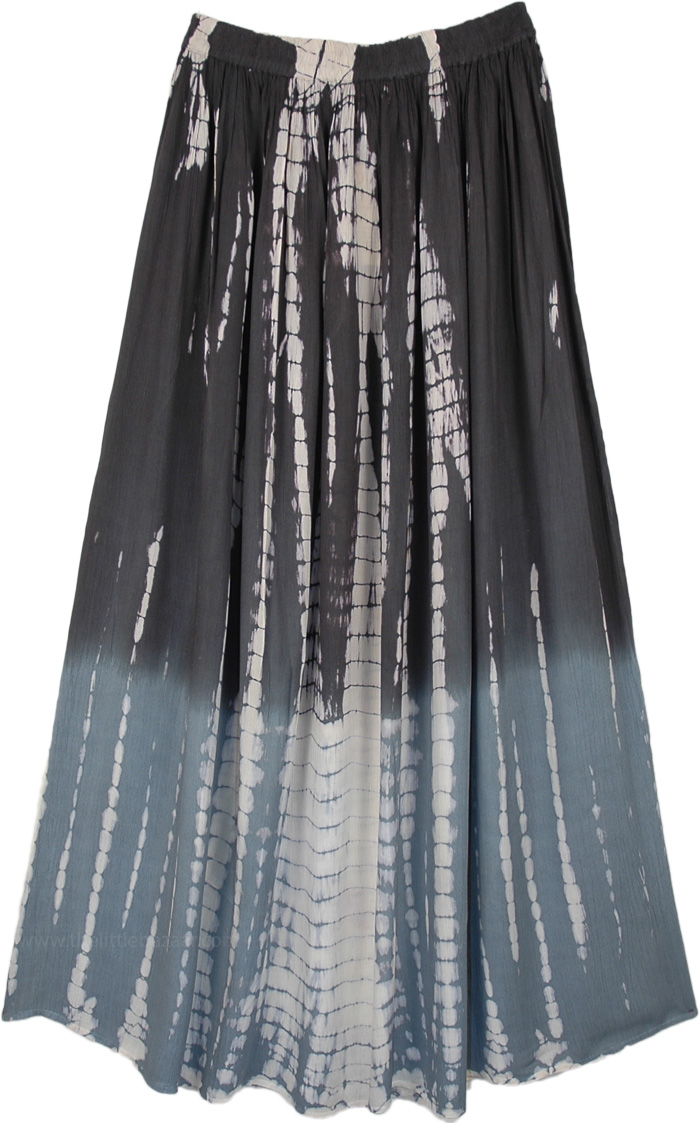 Grey Ombre Tie Dye Carefree Extra Long Skirt