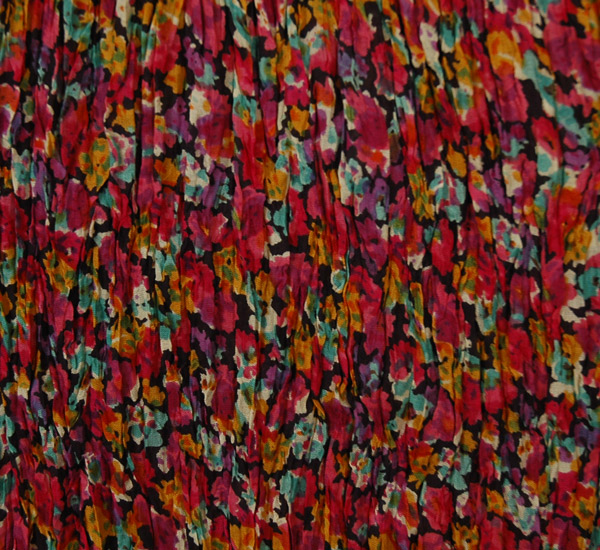 Multicolored Floral Cotton Skirt in Crinkled Fabric